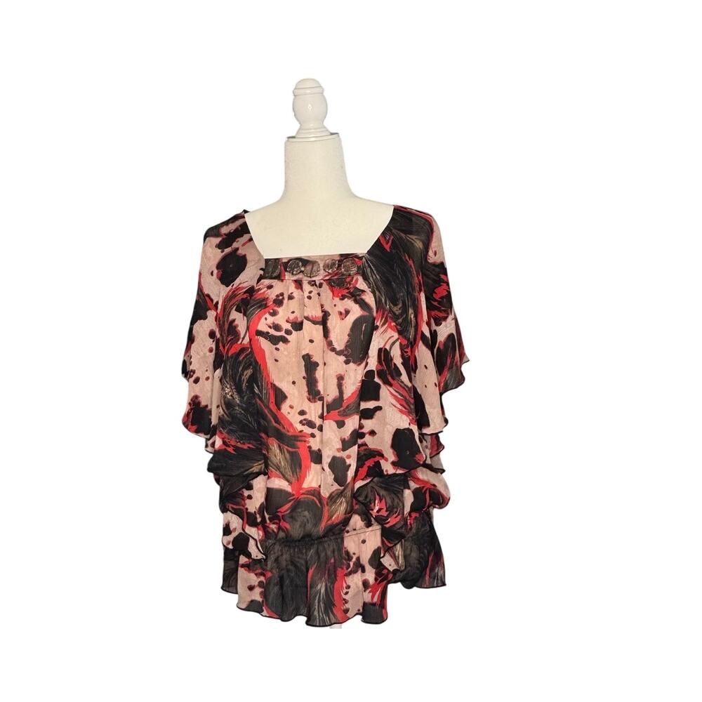Plisse Womens M Top‎ Y2k Abstract Fairy Grunge Flowy Flutter Avant Garde Boho